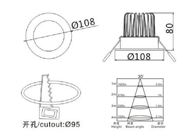 1320Lm αλουμίνιο 12 Watt Downlights/κατοικημένο οδηγημένο τοποθετημένο Downlights