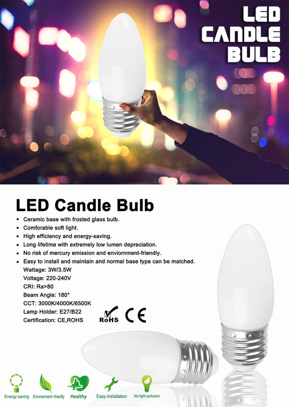 SEC-λ-BX114 3W/3.5W λαμπτήρας φωτισμού E27 180 βαθμός, βολβός κεριών των οδηγήσεων για το φωτισμό SEC-λ-BX114 ξενοδοχείων